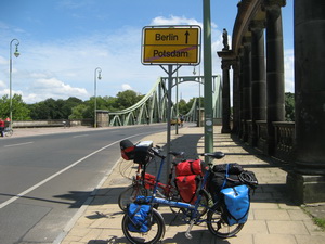 We cross the Havel on the historic Glienicke Bridge which links Berlin and Potsdam.